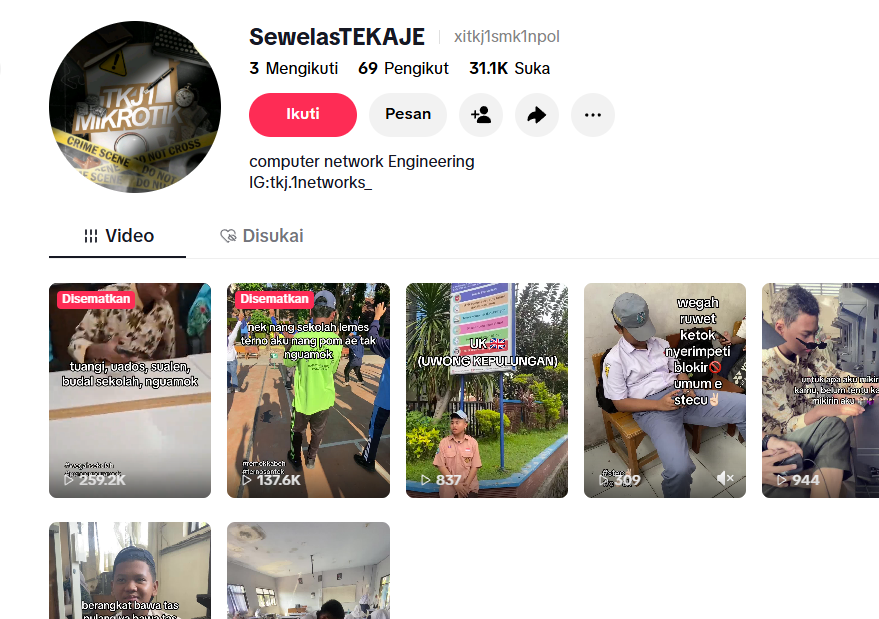 Cuplikan profil TikTok @xitkj1smk1npol